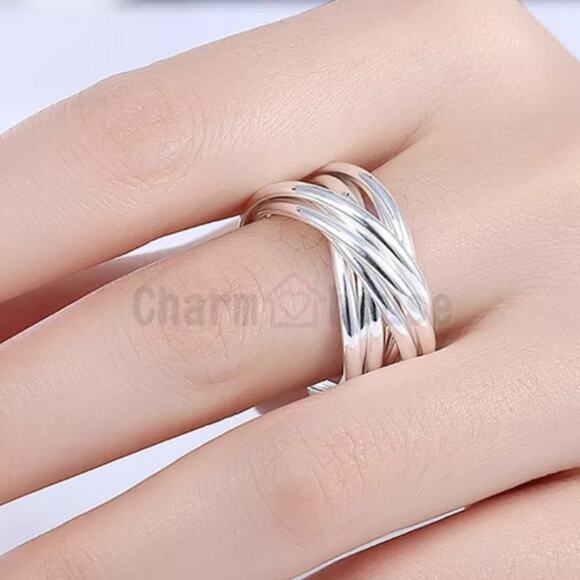 Sterling Silver Bangle Bracelet Matching Ring Set - Picture 4 of 4